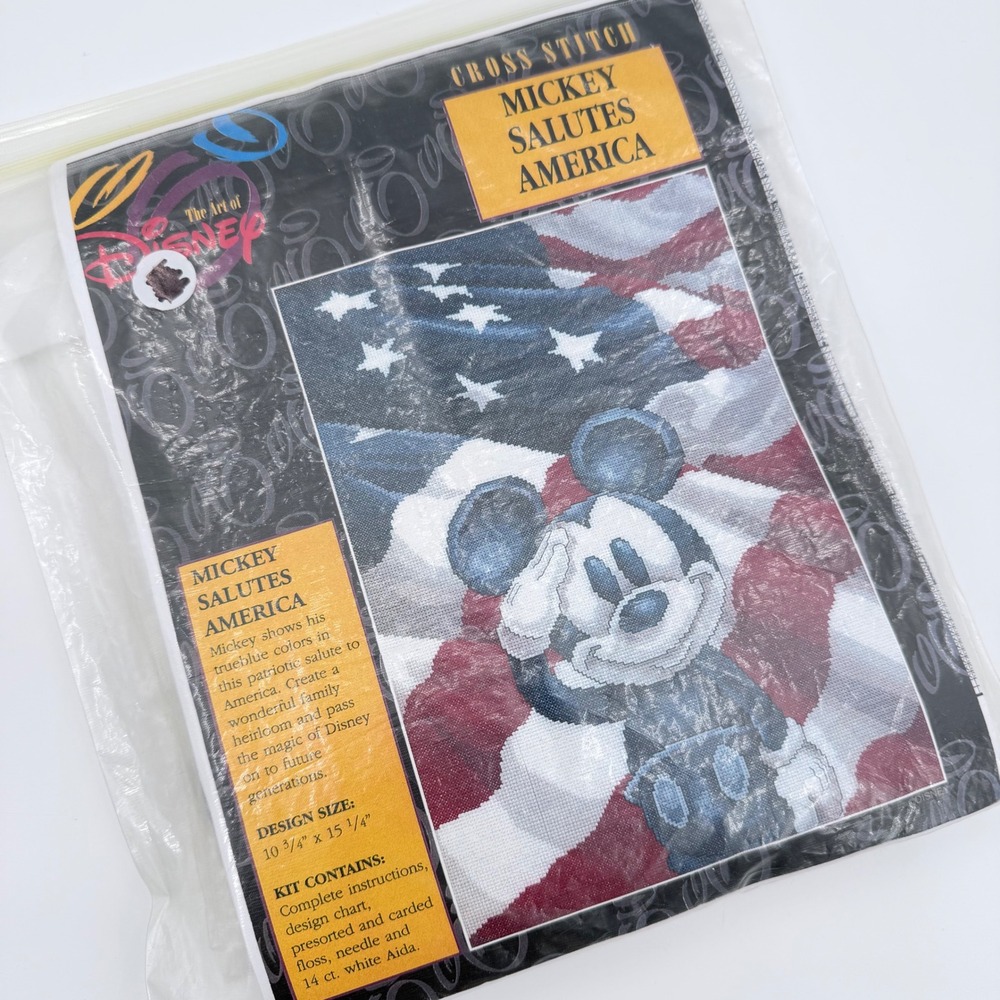 The Art of Disney Mickey Mouse Salutes America Cross Stitch Kit Unused Patriotic